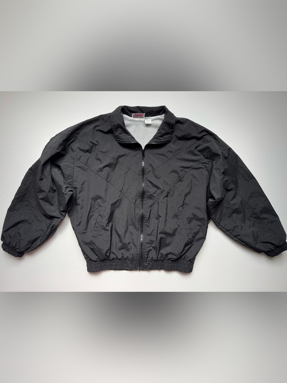 Vintage 90s Y2K Streetwear Windbreaker Action Sport Black Nylon Full Zip